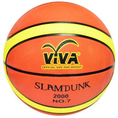 VIVA บาสเกตบอลยาง Slam Dunk เบอร์ 7 สีน้ำตาล-เหลือง [แพ็คคู่]