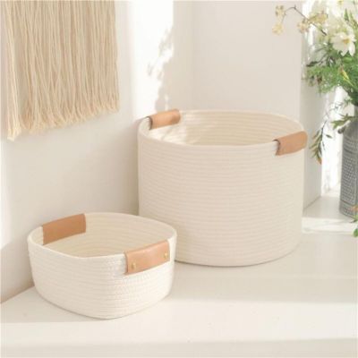 Cozybrown ตะกร้าผ้าสาน ทอผ้าฝ้าย สีขาว [Pre-Order]