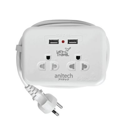 Anitech รางปลั๊กไฟ มอก. 2 ช่อง 16A 3500W 1M รุ่น H9022