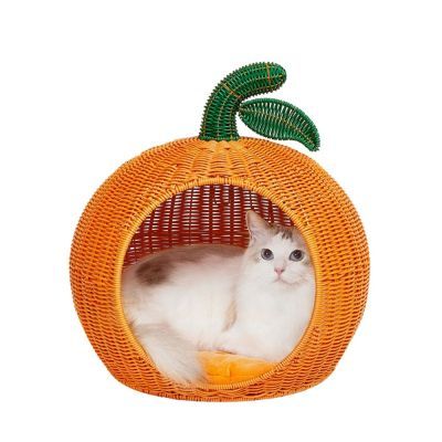 Vetreska Citrus Rattan Cat Bed ที่นอนหวายผลส้ม สำหรับสัตว์เลี้ยง ทำจากหวายสาน ทนทาน แมวสามารถข่วนเล่นได้