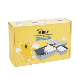 Moby กล่องสแตนเลส 2 ช่อง พร้อมฝาปิด Stainless Steel Container With Lid (2 Compartment)
