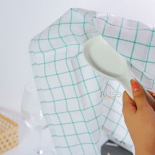 P&M ผ้าเช็ดจาน ผืนใหญ่ 20x30 นิ้ว (มีหูแขวน) ผ้าเช็ดแก้ว เช็ดครัว ผ้าเช็ดโต๊ะ ผ้าเช็ดมือ ผ้าเช็ดอเนกประสงค์ (ตารางเขียว)