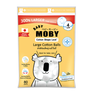 Moby Large Cotton Balls สำลีก้อนใหญ่กว่าไซต์ปกติ 3 เท่า หนานุ่ม ซึมซับน้ำได้ดี ไร้สารเรืองแสง ขนาดบรรจุ100G แพ็ค 6 ชิ้น